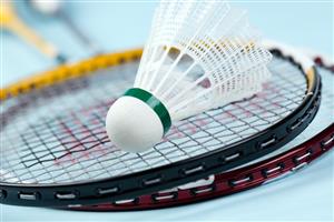 Badminton birdie on rackets